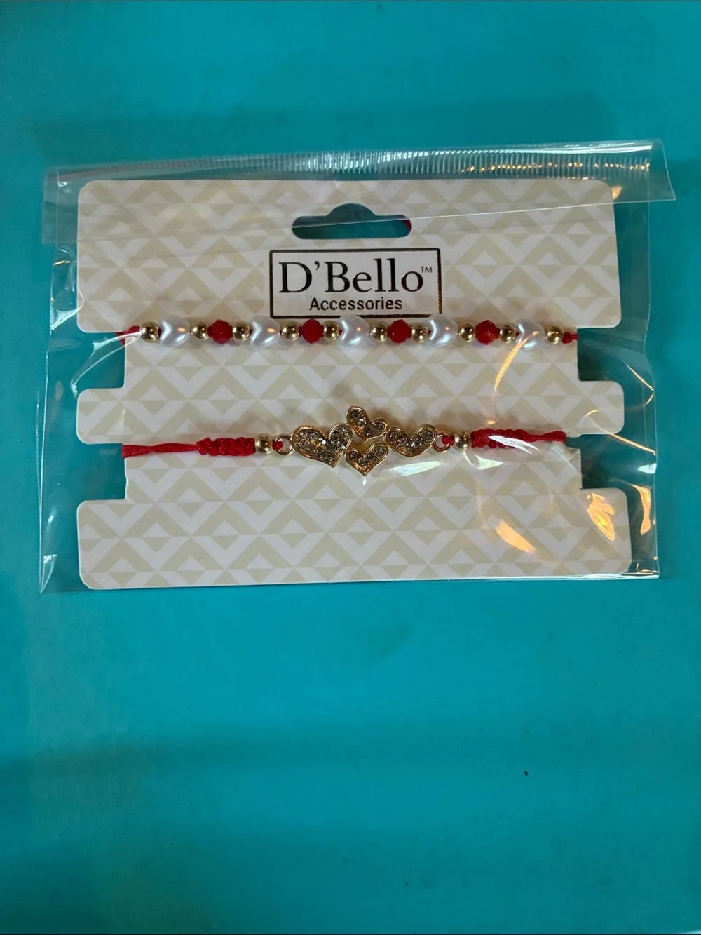 D'Bello Red and Gold Bracelet Set